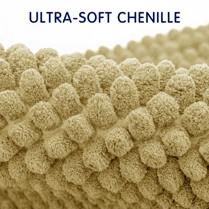 SUBRTEX Bathroom Rugs Chenille Bath Rug, Soft Short Plush Bath Mat, Water Absorbent Shower Mat, Quick Dry Machine Washable(Yellow, 24" x 60") - Image 3